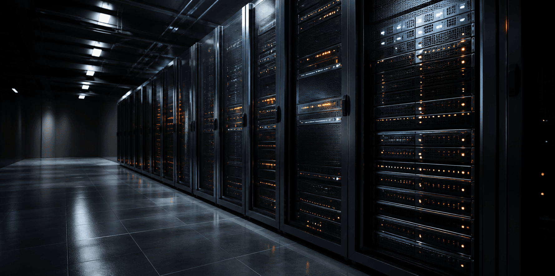 Data center com racks de servidores para VPS